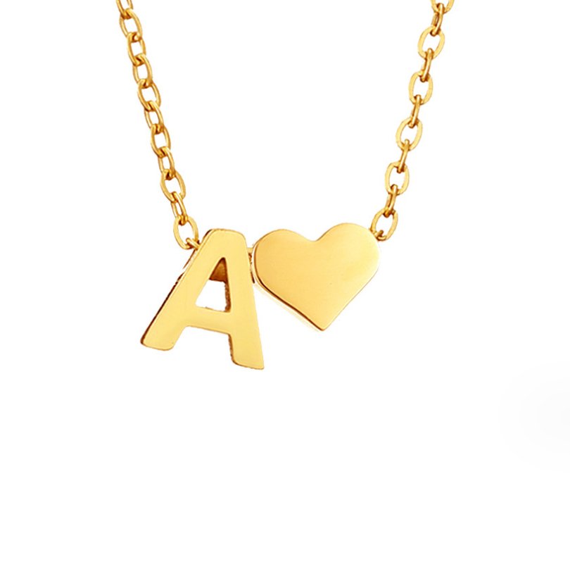 Timeless Initial Necklace with Heart Charm