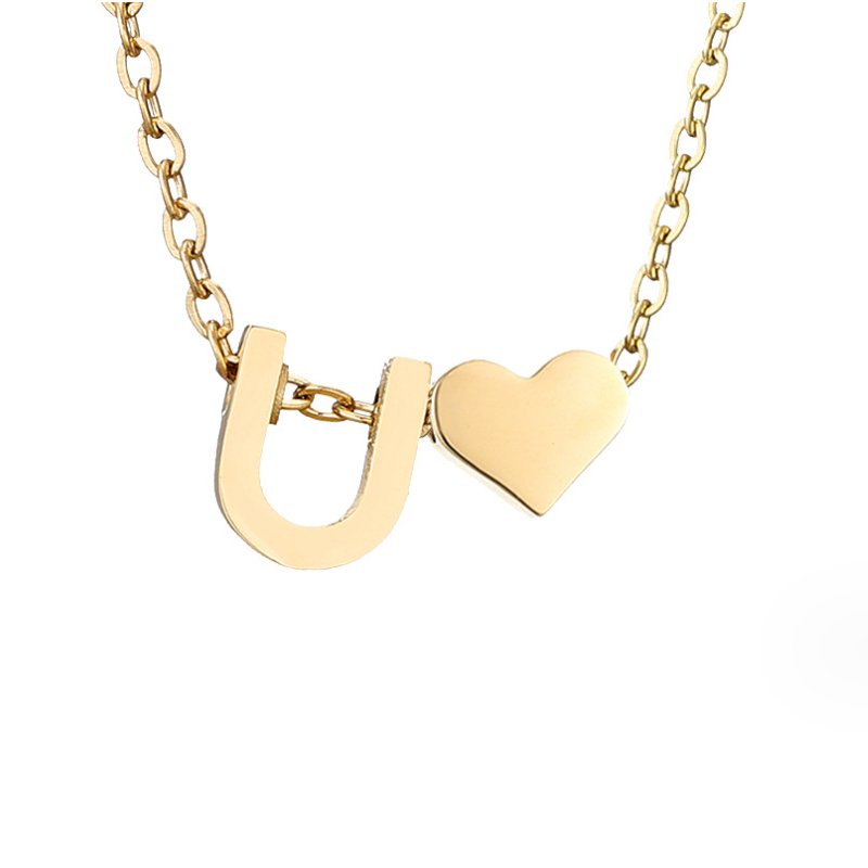 Timeless Initial Necklace with Heart Charm