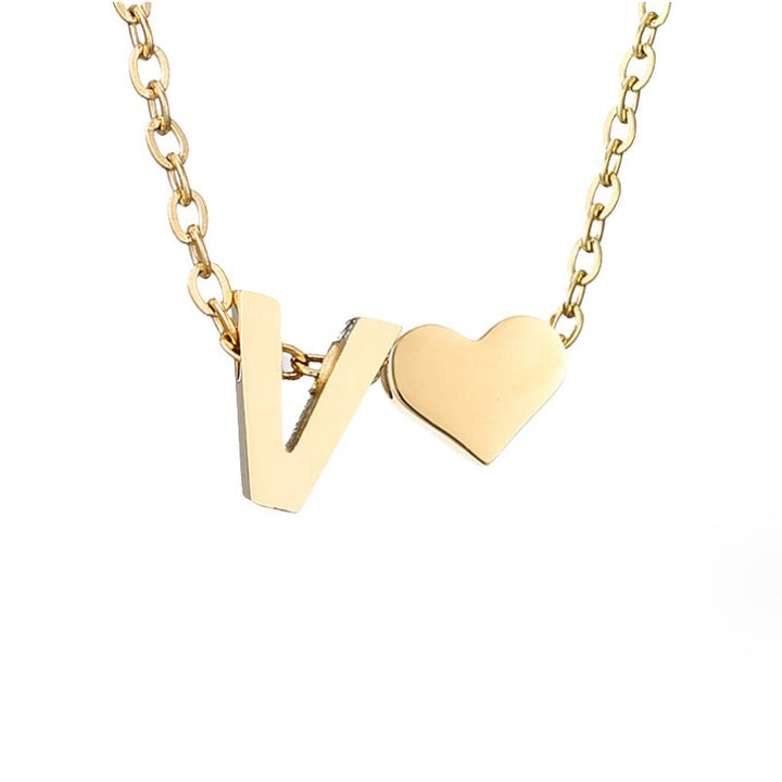 Timeless Initial Necklace with Heart Charm