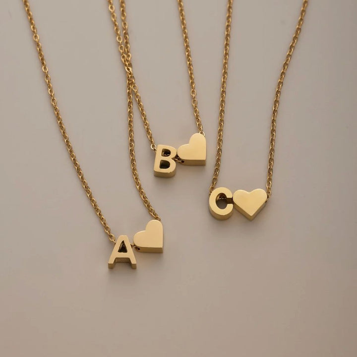 Timeless Initial Necklace with Heart Charm