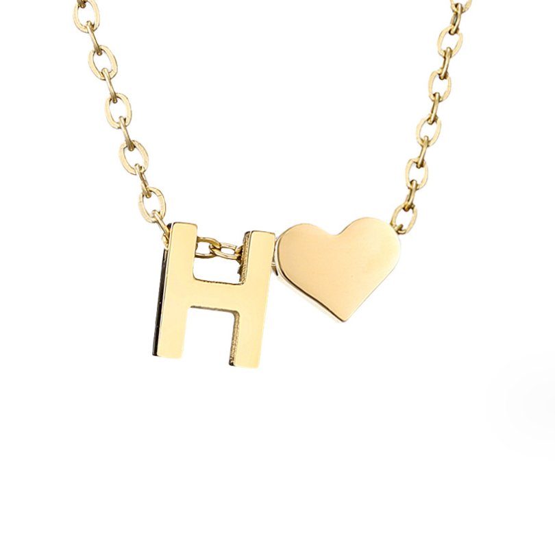 Timeless Initial Necklace with Heart Charm