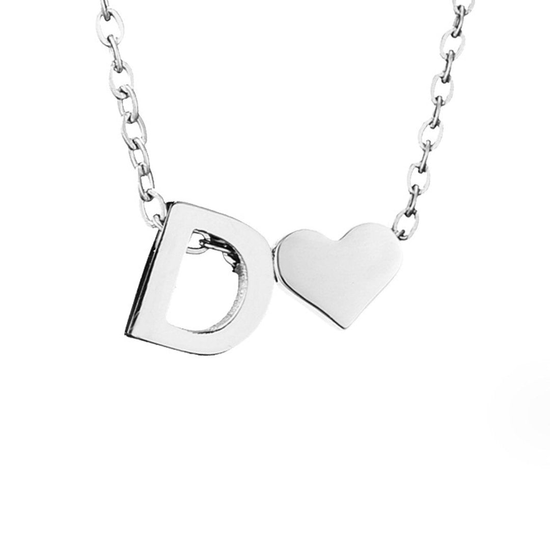Timeless Initial Necklace with Heart Charm